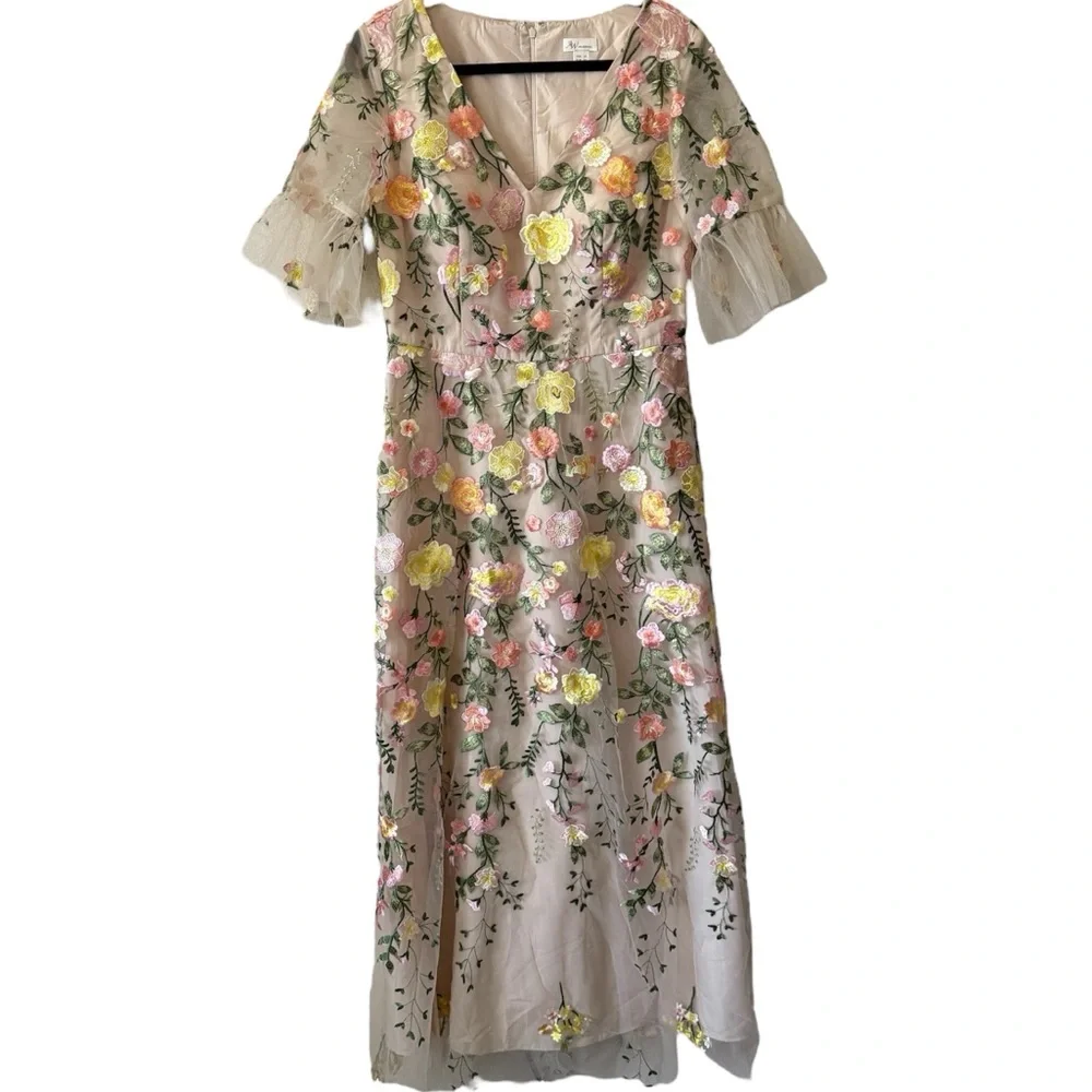 AW Bridal‎ Sz 14 Carole Dress Floral Embroidered Cream Dress - Picture 10 of 13